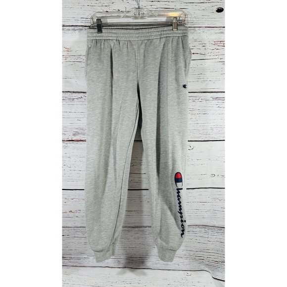 Champion Boys Sweat Gym Pants Sz Large Gray Drawstring Pockets Track Joggers - Picture 1 of 10